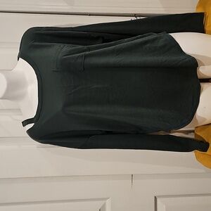 Chaser Hunter Green Deconstructed Long Sleeve Top with Front Pocket-Small NWT